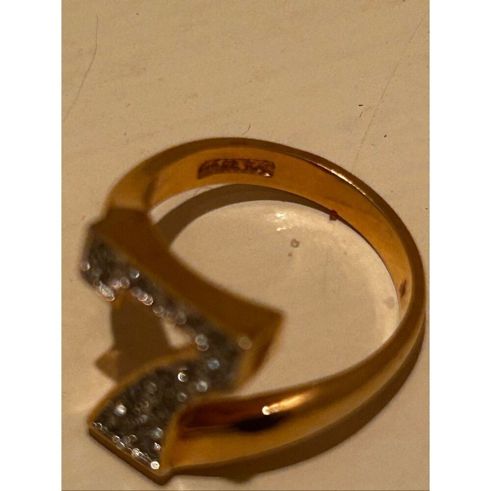 Napier Size 7 Crystal Lucky Number 7 Gold Ring 24KT Plate Casino Gambling Vegas - Picture 4 of 6